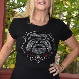 Georgia Bulldogs RN black short sleeve rhinestone bling XS, S, M, L,XL,XXL,1…